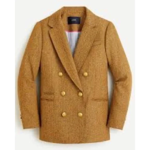 J. Crew Double-Breasted Blazer in Gold‎ Herringbone English Wool - Picture 11 of 13